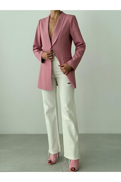 Genel Markalar Kadın Pembe Şalyaka Blazer Ceket