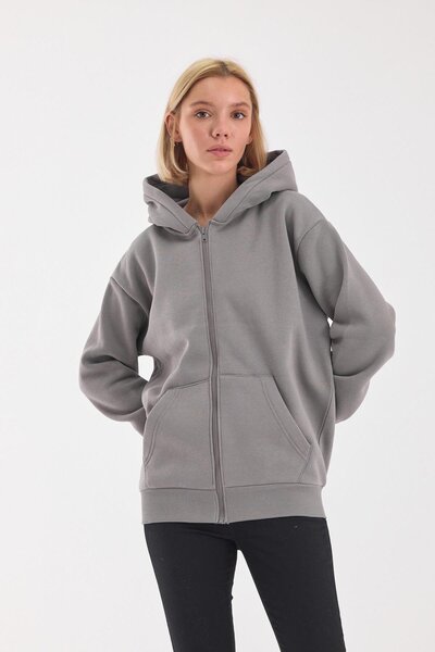 yakamor Hanorac cu glugă, unisex, cu fermoar supradimensionat