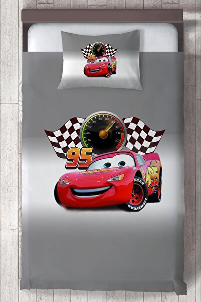 MEKTA HOME Bebek Ve Çocuk Odası Gri Şimşek Mcqueen Yatak Örtüsü Mktyo-197