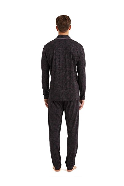 Blackspade 4Seasons Fabric Long Sleeve Shirt Collar Modal Cotton Buttoned Men's Pjamas Suit