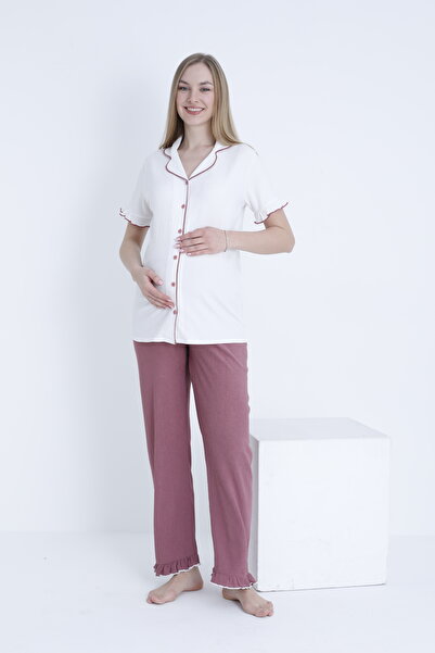 Miss Dünya Lissa Set de pijamale țesute pentru gravide și postpartum, cu gule...