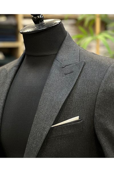SAVARA Ανδρικό Slimfit Jacket Anthracite Smoked - Dobby και τσέπες τσάντας