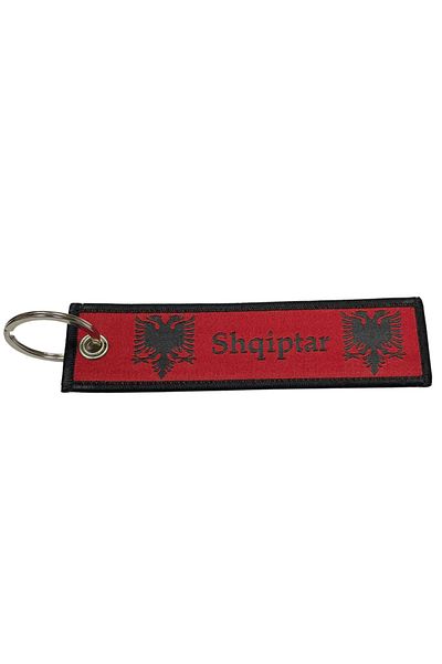 Promojoy Motorcycle Keychain with Albanian Flag - Woven Fabric - 3 X13 cm