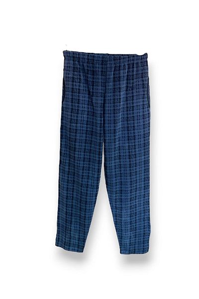 FORMO Pantaloni de pijama de înaltă calitate pentru bărbați, albastru, în carouri, cu buzunare
