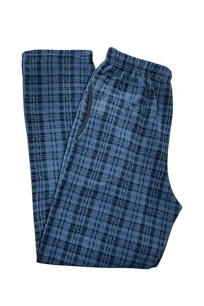 FORMO Pantaloni de pijama de înaltă calitate pentru bărbați, albastru, în carouri, cu buzunare
