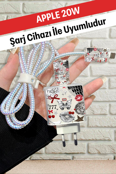 WANNA PROTECT iPhone 20W Uyumlu Şeffaf Şarj Başlığı Adaptörü Koruma Fiyonk Ka...