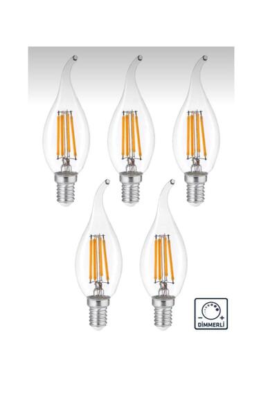 Edison 5 Adet Dekoratif Kıvrık Buji Gün Işığı E14 Duy