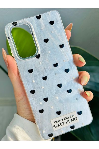 Go Aksesuar جراب سيليكون بتصميم قلب لامع متوافق مع هاتف Galaxy A32