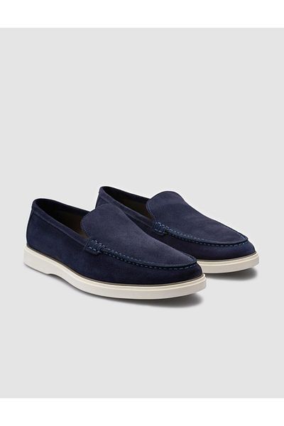 Cabani 100% Genuine Leather Navy Blue Suede Men's Loafer