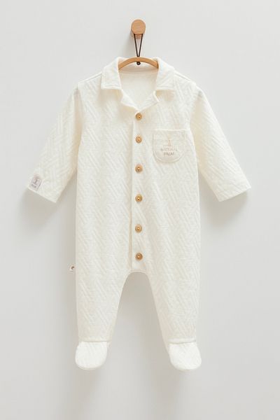 Caramell Baby Boy Romper - 100% Organic Cotton, 1-3 and 9-12 Months with Booties, 6-9 Months Without Booties