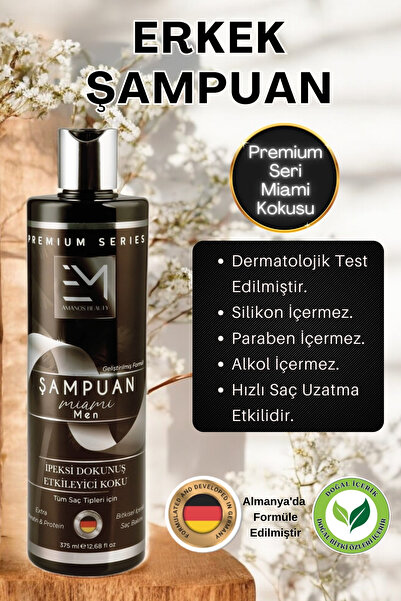 EM AMANOS BEAUTY Miami Kokusu - Erkek Şampuan - Doğal Bitki Özlü Keratin Ve K...