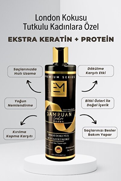EM AMANOS BEAUTY London Kokusu - Kadın Şampuan - Doğal Bitki Özlü Keratin Ve Kolajen Içerir - Önler