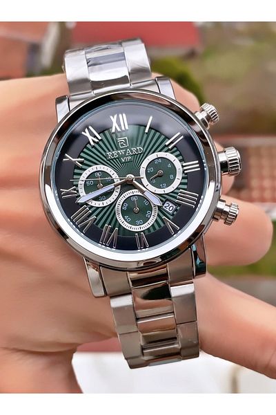 Reward Brand Silver Color Inner Functions Active Men's Wrist Watch - Bracelet Gift