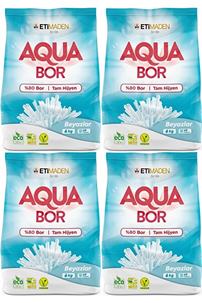 Boron Aquabor Matik Toz Çamaşır Deterjanı 24kg (BEYAZLAR IÇİN) 160 Yıkama (4PK*6KG)