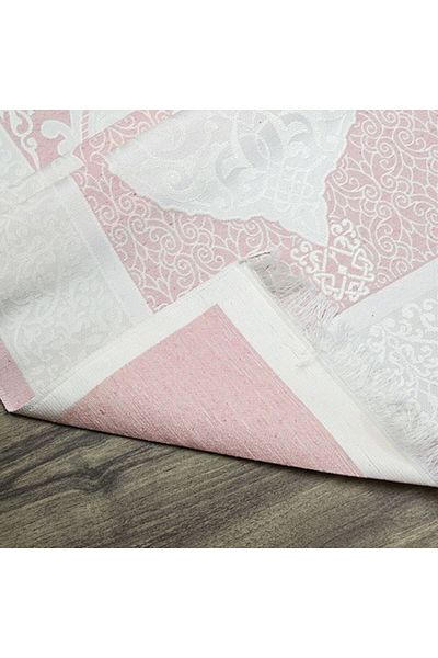 İkranur We Embroider Your Name on the Prayer Rug, Personalized Gift Silk Nur Taffeta Prayer Rug Baby Pink 68X110 cm