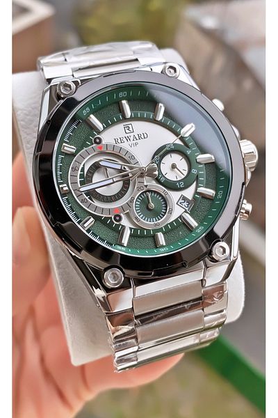 Reward Brand Silver Color Inner Functions Active Men's Wrist Watch - Bracelet Gift