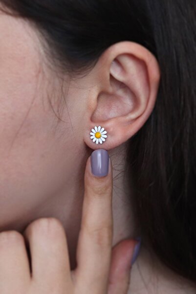 Parmas Design Kadın Papatya Model Gümüş Küpe