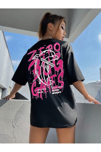 donamod Tricou oversize cu desene animate și design grafic Seria Cartoon/Lett...