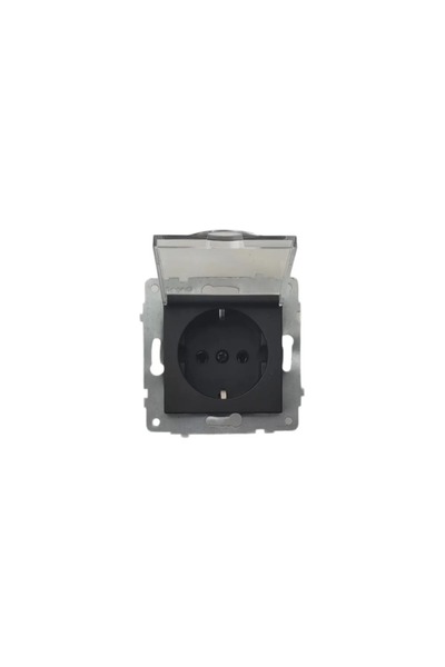 OVİVO Quantum Silver Black Covered Grounded Socket Mechanism Frame