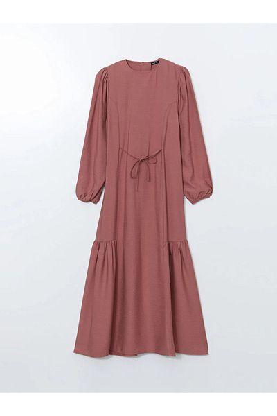LC Waikiki Γυναικείο φόρεμα LCW Modest Pink Crew Neck