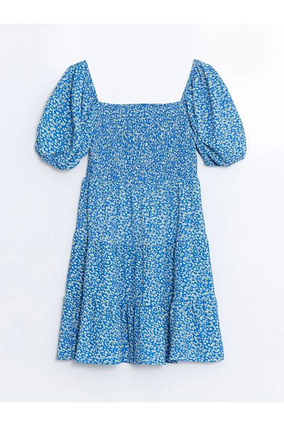 LC Waikiki XSIDE Rochie de damă cu decolteu barcă albastră cu flori