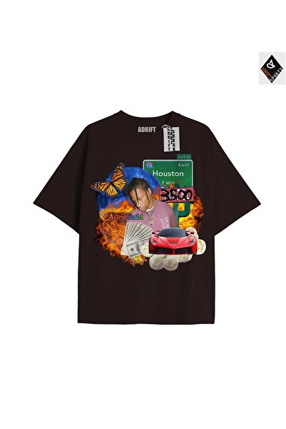 Adrift Travis Scott crna oversize unisex majica - opuštenog kroja
