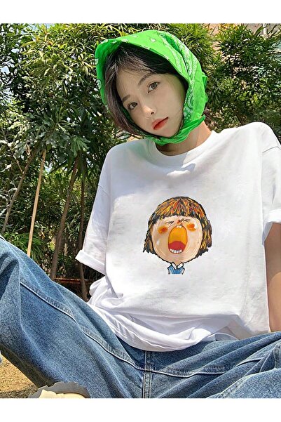 donamod Tricou oversize cu desene animate și design grafic Seria Cartoon/Lett...