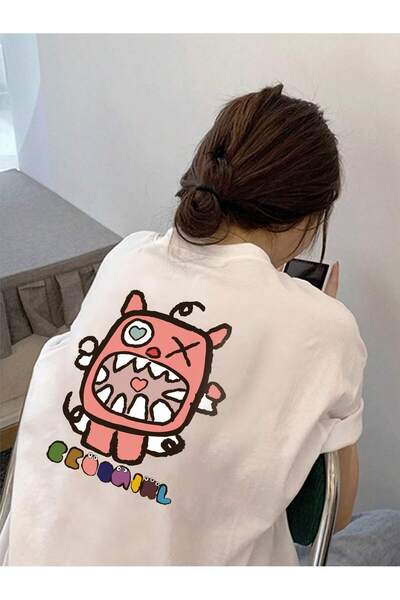 donamod تي شيرت كبير الحجم بتصميم الرسوم المتحركة والرسومات، سلسلة الرسوم الم...