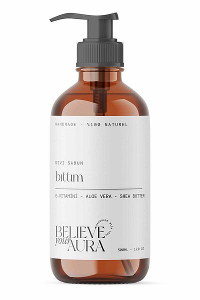 Believe Your Aura 100% Natural Bıttım Oil Liquid Soap - E-Vitamin Aloe Vera Shea Butter Added - 500 ml