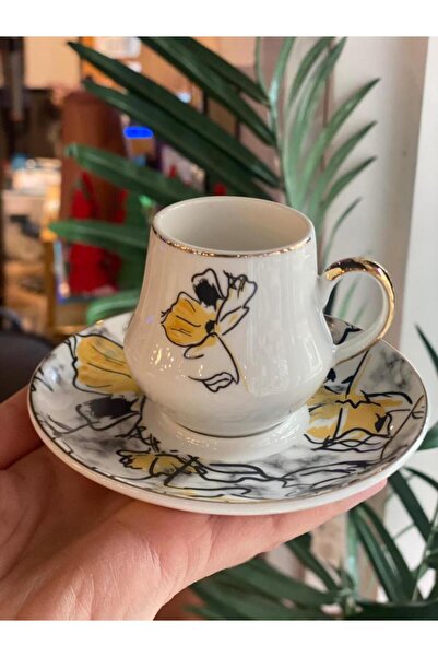 ÇIRPAN EV SARI ÇİÇEKLİ TEK KİŞİLİK TÜRK KAHVESİ FİNCANI