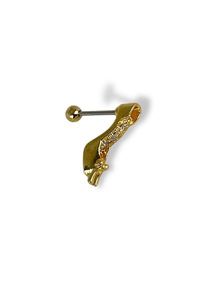 TAKIŞTIR Surgical Steel Tragus with Gold-Coloured Figured Stones - Cartilage Earrings/Piercing (Single)