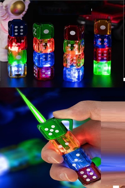 RELATOS 1 Adet Işıklı 4 Zar Figür Çakmak Şık Renkli Çakmak Özel Hediyelik Kol...