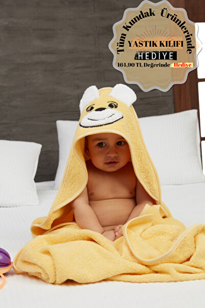 Mislina Home Pupy Bear Pamuklu Kapşonlu Kız-erkek Yenidoğan Bebek Kundak Havl...