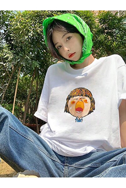 donamod Tricou oversize cu desene animate și design grafic Seria Cartoon/Lett...