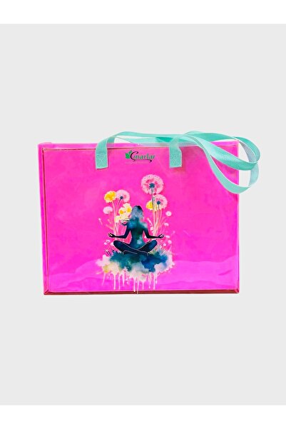 Beach Time حقيبة شاطئ مطبوعة من مادة PVC باللون الوردي