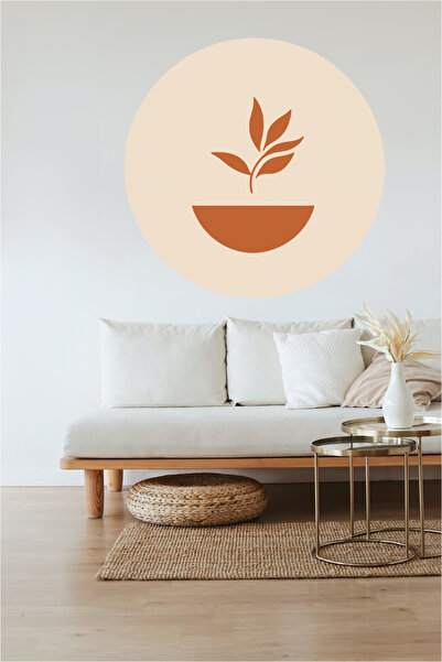 KOSS Dijital Autocolant rotund cu flori boeme moderne, autocolant în formă ro...