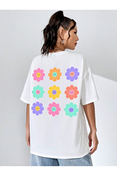 donamod Tricou oversize cu desene animate și design grafic Seria Cartoon/Lett...