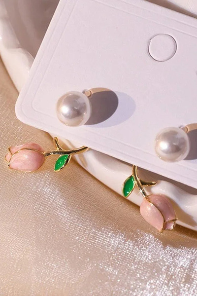 Glaren Minimal Lale Altın Renk Kadın Hayalet Küpe