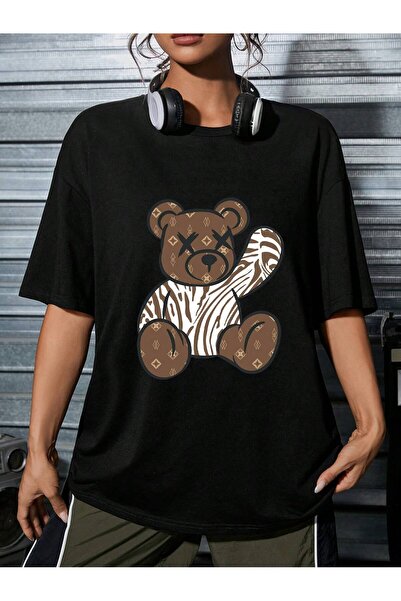 donamod Tricou oversize cu desene animate și design grafic Seria Cartoon/Lett...