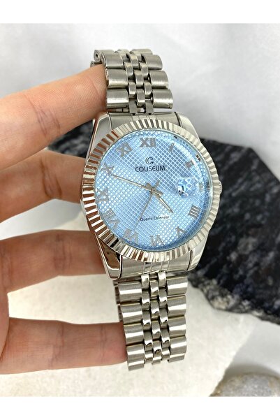 Coliseum Round Inside Blue Silver Cord Men's Wrist Watch