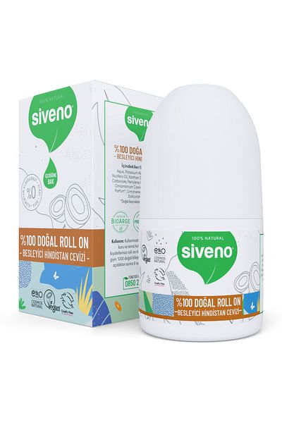 Siveno 100% Natural Roll-On Coconut Deodorant Anti-Sweat Odor Herbal Stain-Free Vegan 50 ml