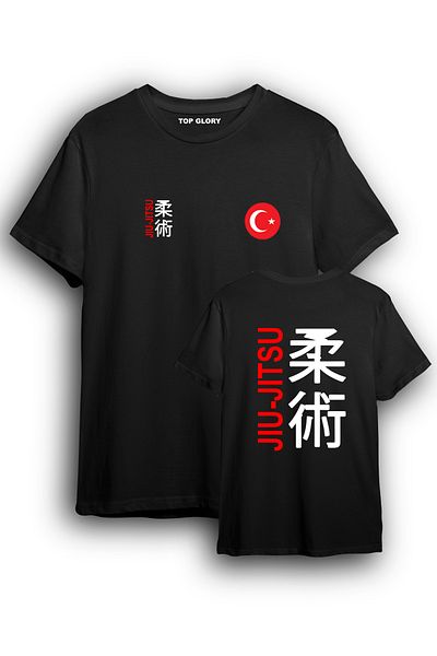 TOP GLORY Μπλουζάκι με στάμπα JuJitsu National Team - Μοτίβο Kanji και σημαίας JUJU6009