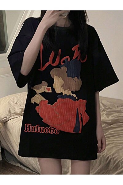 donamod تيشيرت كبير الحجم بتصميم كرتوني ورسومي، سلسلة كرتونية/حروف kod690