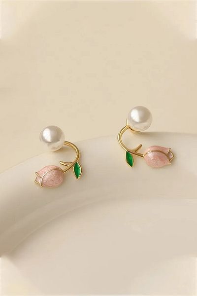 Glaren Minimal Tulip Gold Color Women's Ghost Earrings