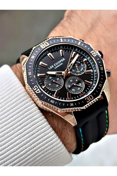 Lee Cooper Function Black Color Silicone Cord Men's Wrist Watch 7848.451