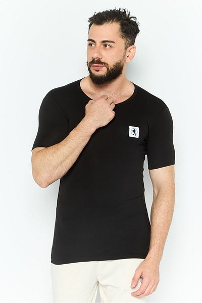 Bikkembergs Men Crew Neck Short Sleeve Solid T Shirt, Black