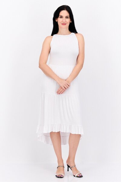 Willow Drive Women Plain Casual Midi Dress, White