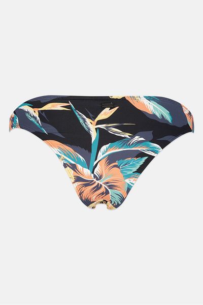 Roxy Women Floral Print Pull On Bikini Bottoms, Black Combo