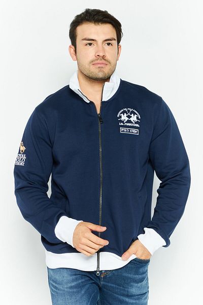 La Martina Men High Neck Long Sleeve Embroidered Logo Sweatshirt, Navy
