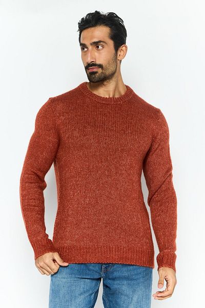 Michael Kors Men Crew Neck Long Sleeve Textured Sweater, Brown